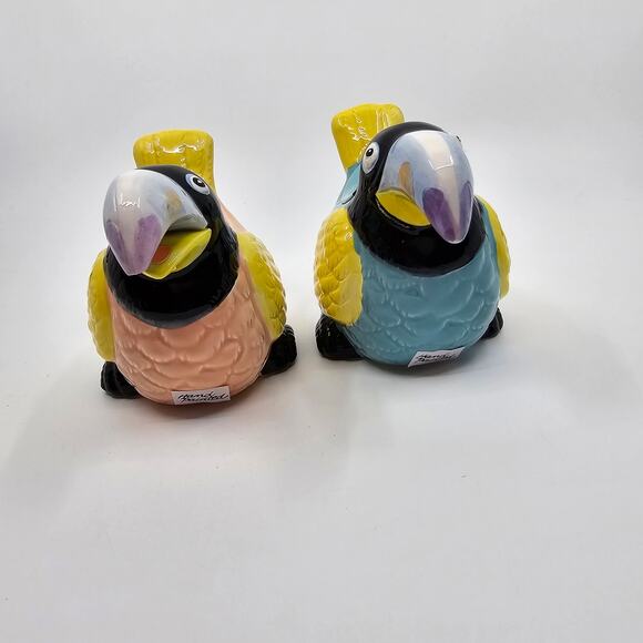 Vintage Bergschrund Seattle 1990 Toucan Pink Blue Set Pair Sugar w/ Lid Creamer - Picture 4 of 16